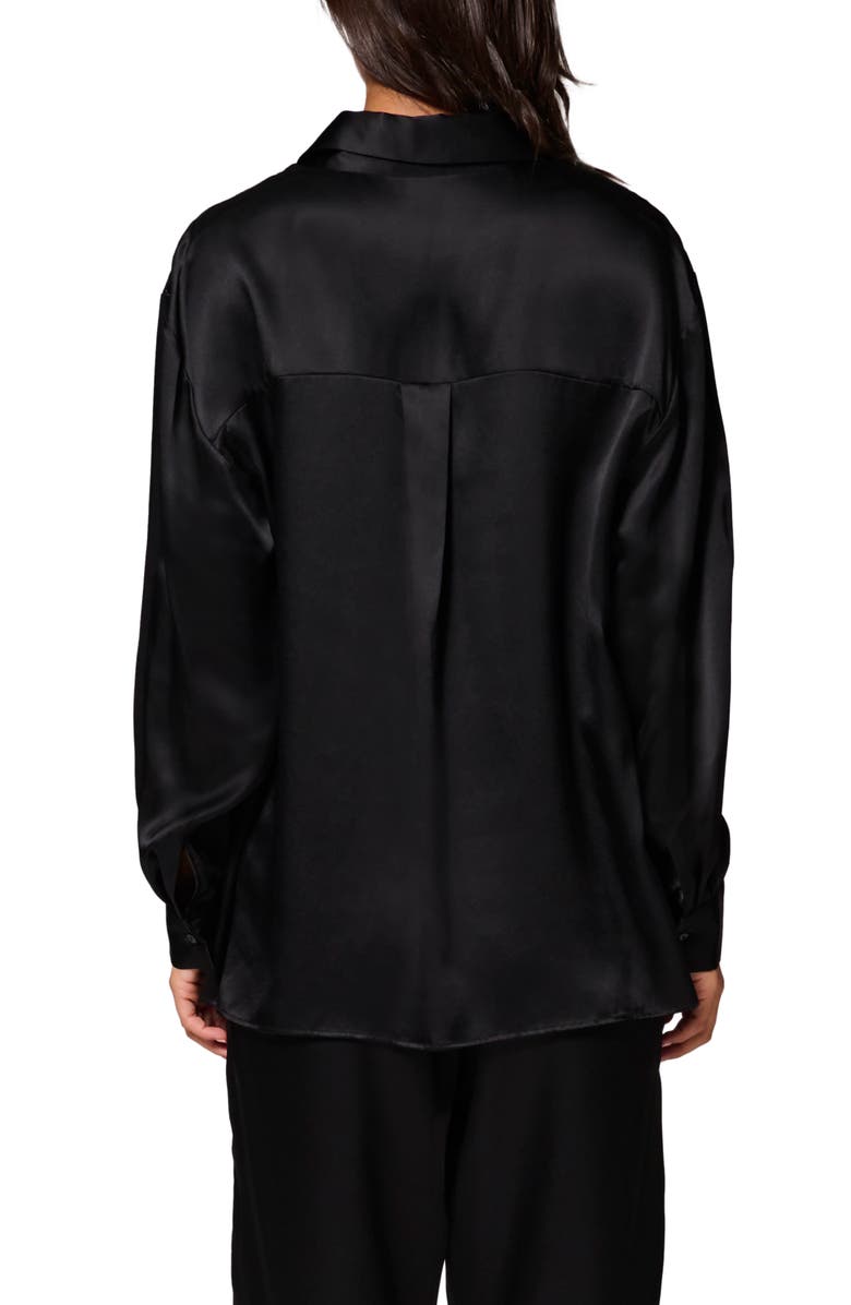 Simone Perele Love Me Silk Blend Button-Up Shirt, Alternate, color, Black