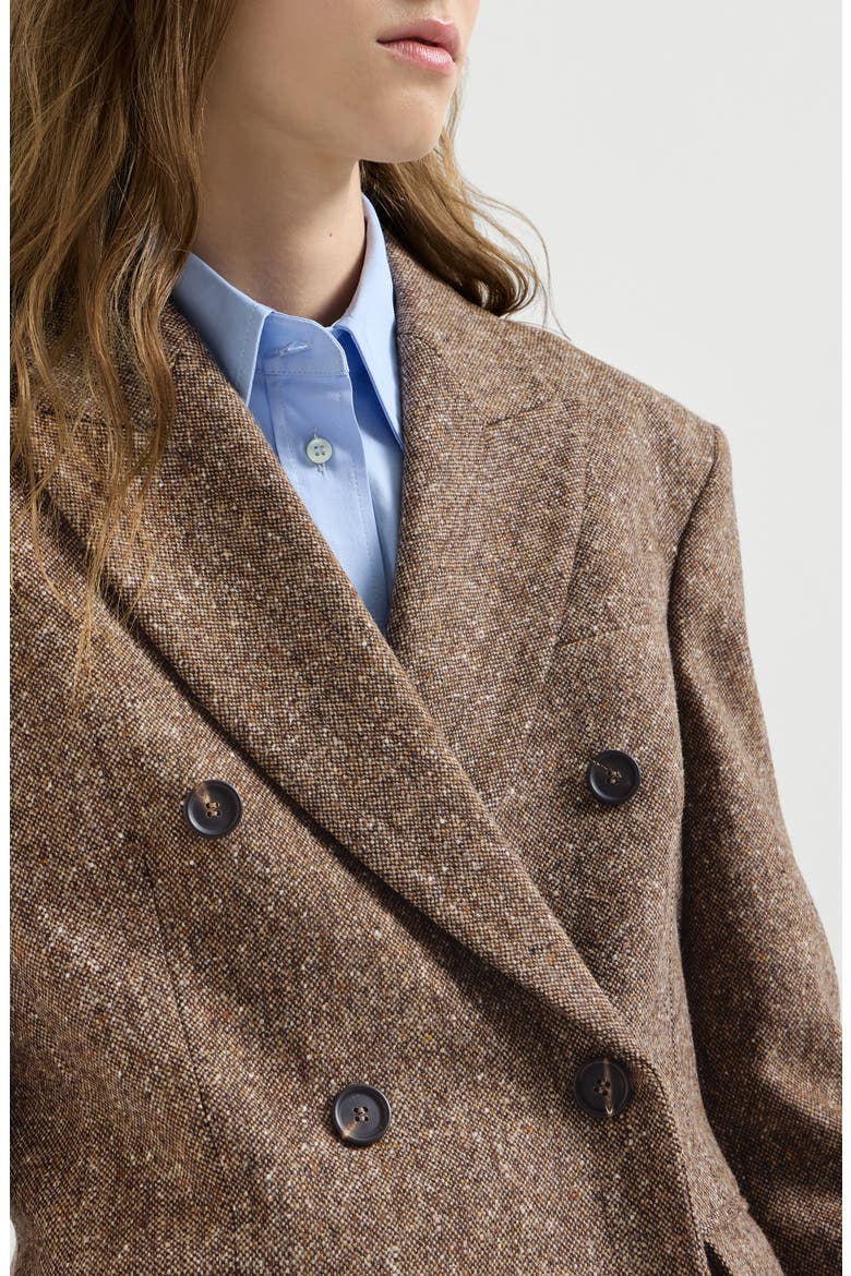Virgin wool donegal blazer with monili, Alternate, color, Light Brown