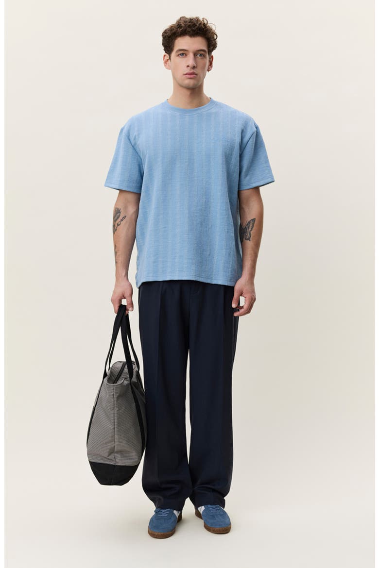 Stripe Jacquard T-Shirt, Alternate, color, FADED DENIM BLUE