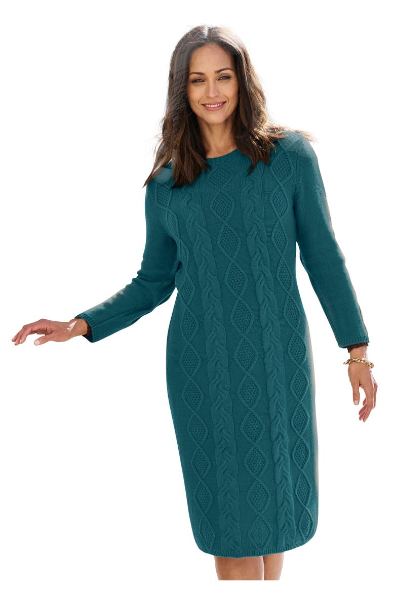 Cable Sweater Dress, Main, color, MYSTIC PINE