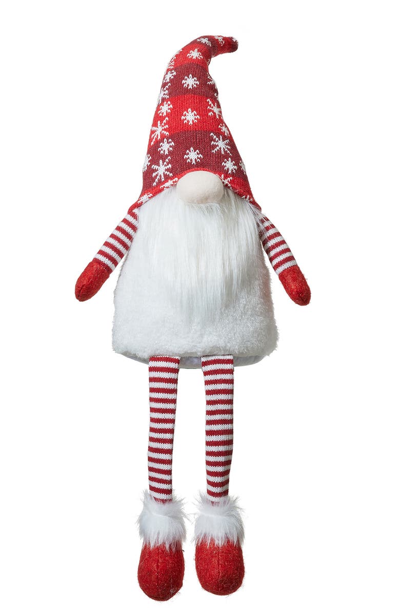 Glitzhome Fabric Christmas Gnome Shelf Sitter with Dangling Legs, Main, color, 