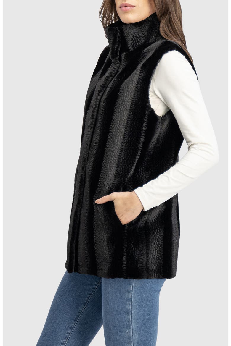 Fur-Free Mink (Faux Fur) Reversible Vest, Alternate, color, BLACK/BLACK