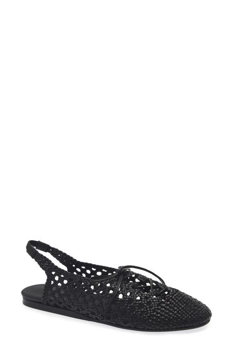 Sardana Handwoven Leather Lace Up Flat