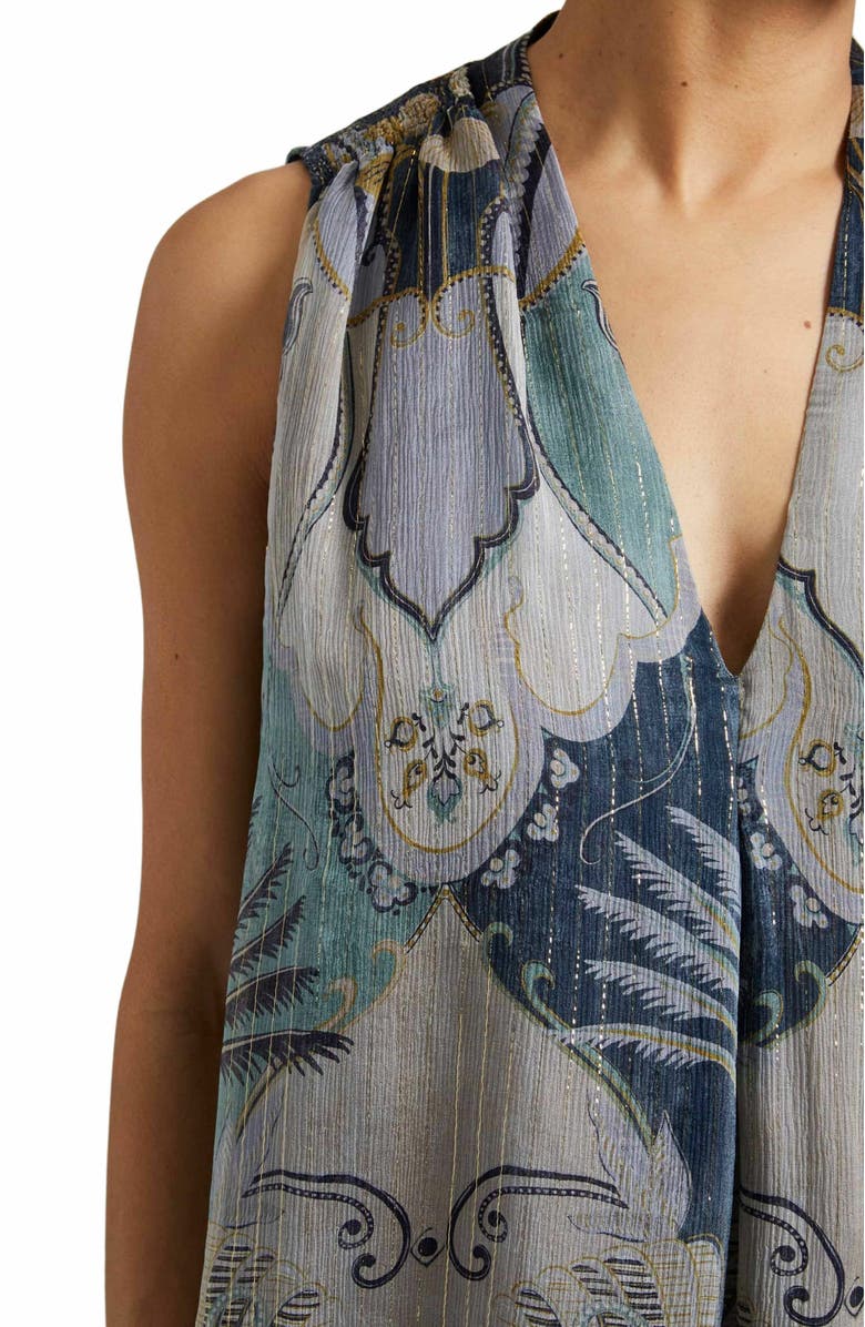 Santorelli CARRIE Sleeveless Relaxed Fit Blouse in Printed Silk Crinkle Chiffon, Alternate, color,