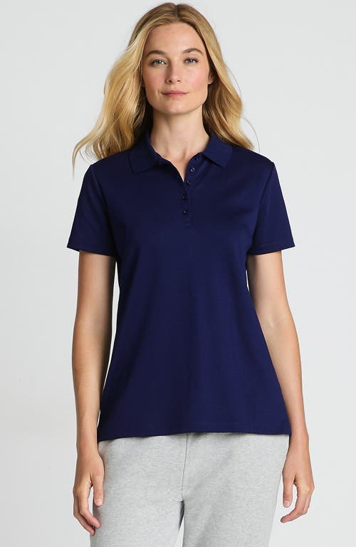 Lands' End Supima Cotton Polo Shirt in Deep Sea Navy at Nordstrom, Size Medium