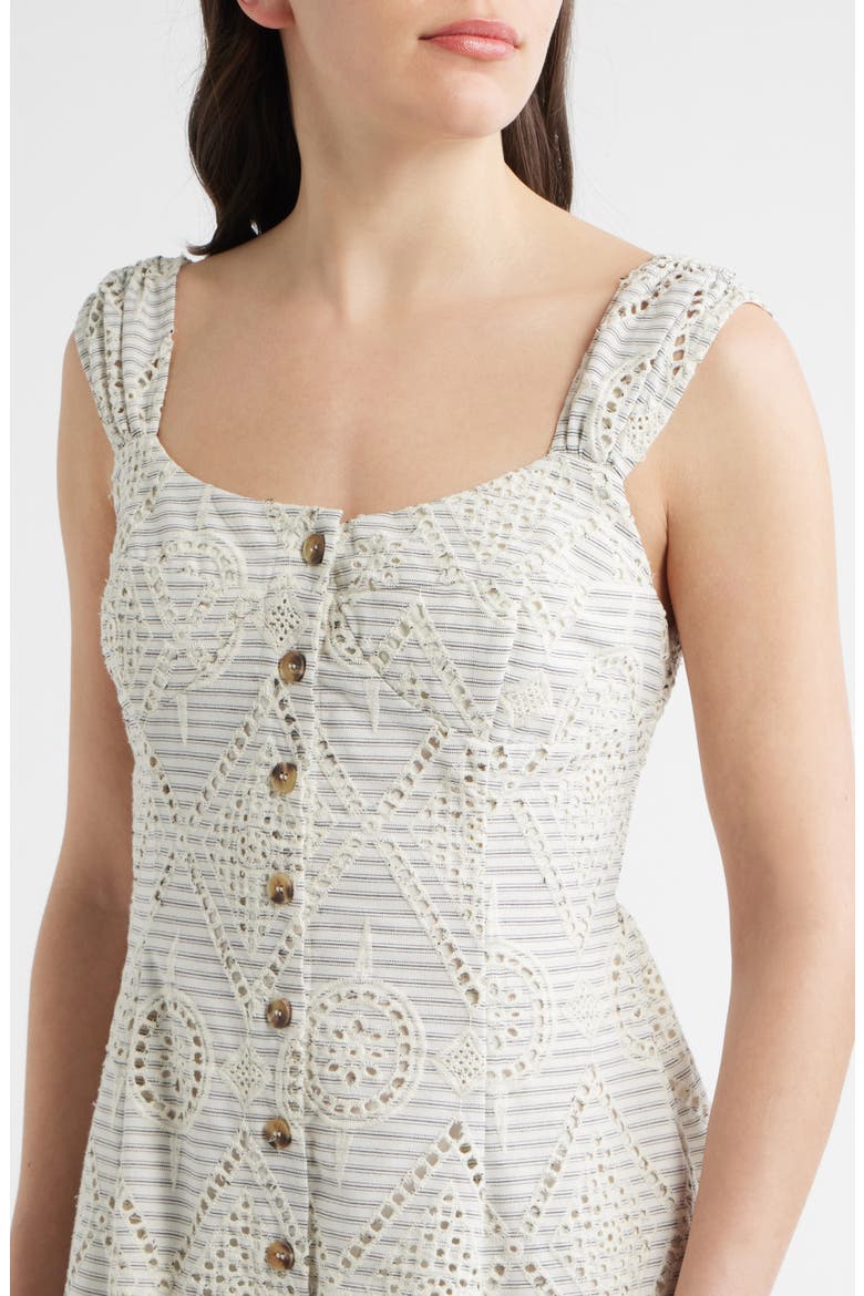 Eyelet Detail Stripe Dress, Alternate, color, CREAM