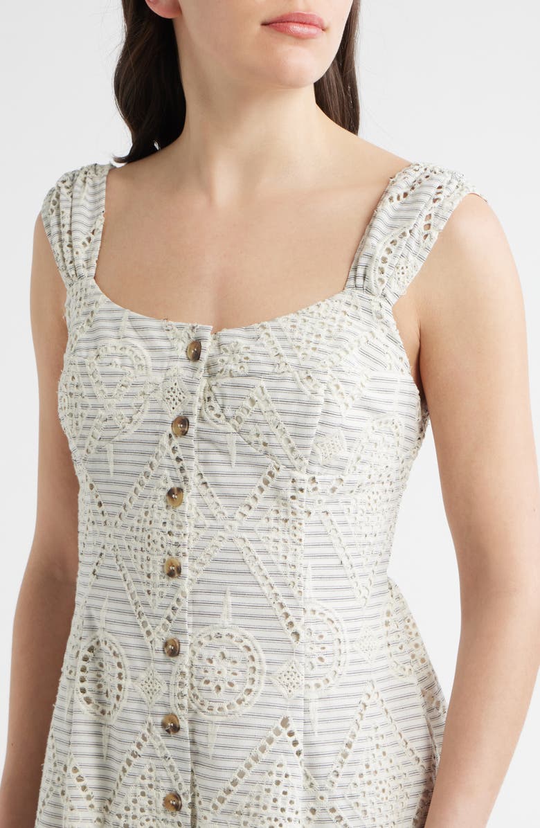ZOE AND CLAIRE Eyelet Detail Stripe Dress, Alternate, color, Cream