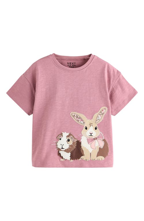 Next Kids' Animal Appliqué Cotton Graphic T-shirt In Pink