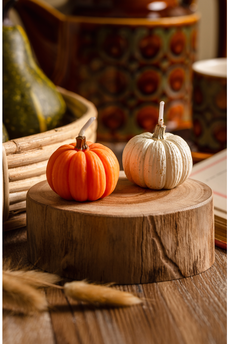 Pumpkin Candle Set, Alternate, color, Orange / Off-white