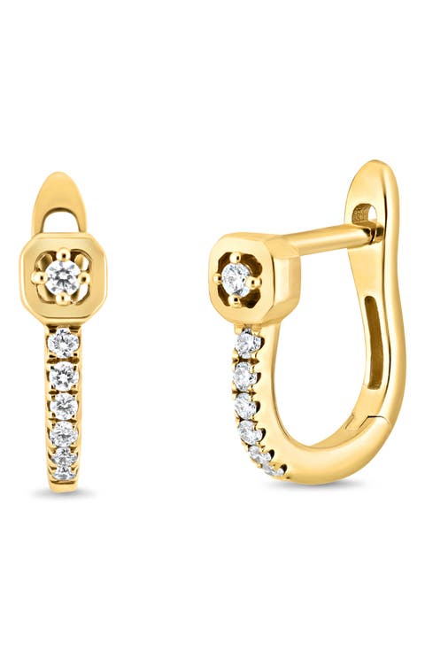 Maya 18k Gold Diamond Huggie Hoop Earrings