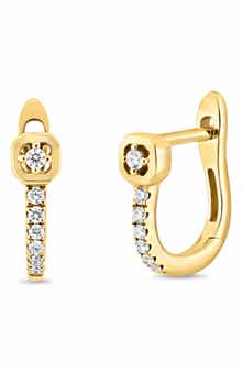 Maya 18k Gold Diamond Huggie Hoop Earrings