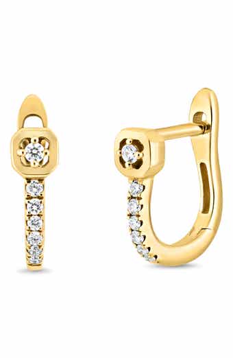 Maya 18k Gold Diamond Huggie Hoop Earrings