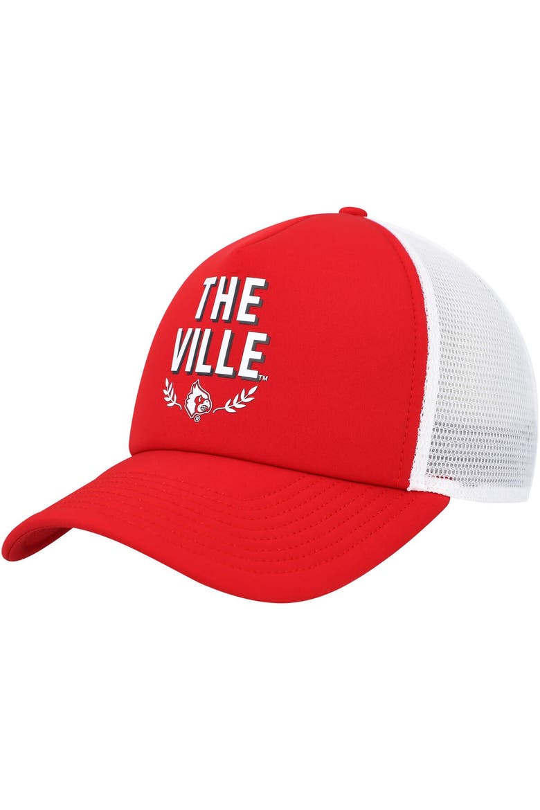 Men's adidas Red Louisville Cardinals Phrase Foam Front Trucker Adjustable Hat, Main, color, Red