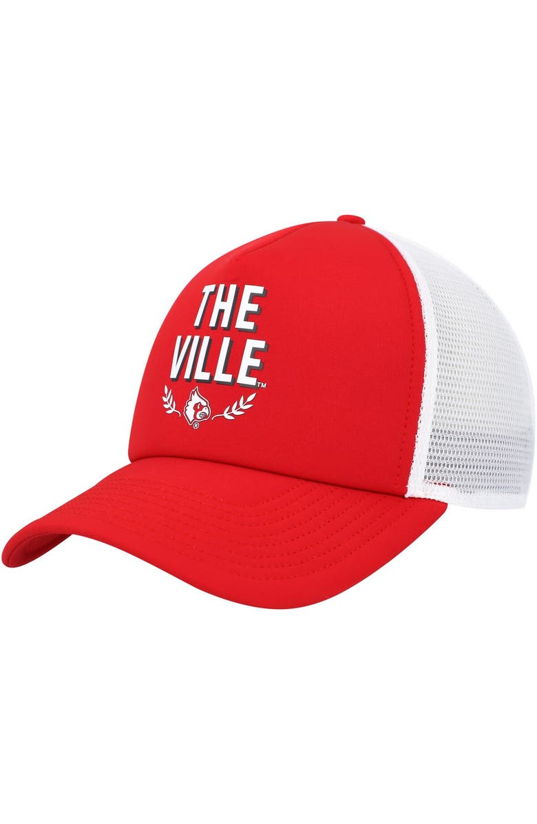adidas Men's adidas Red Louisville Cardinals Phrase Foam Front Trucker Adjustable Hat, Main, color, Red