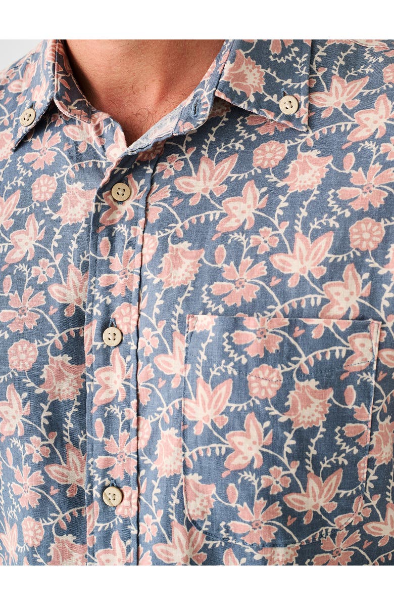 Faherty Breeze Floral Short Sleeve Hemp & Lyocell Button-Down Shirt, Alternate, color, 