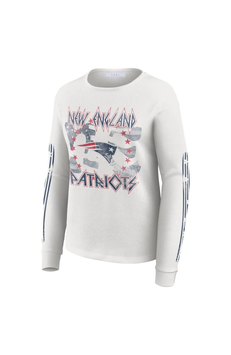 WEAR by Erin Andrews Women's WEAR by Erin Andrews White New England Patriots Graphic Waffle Long-Sleeve T-Shirt, Alternate, color, White