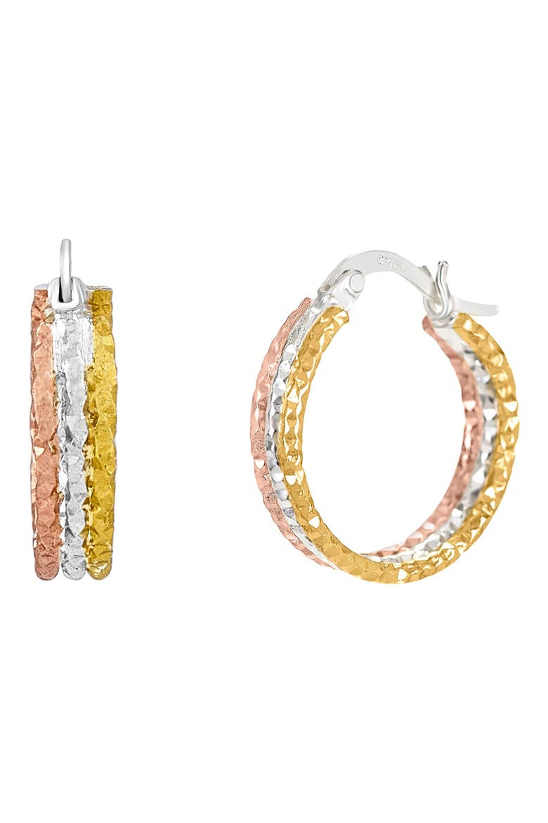 Tri-Tone Hammered Hoop Earrings, Main, color, TRITONE