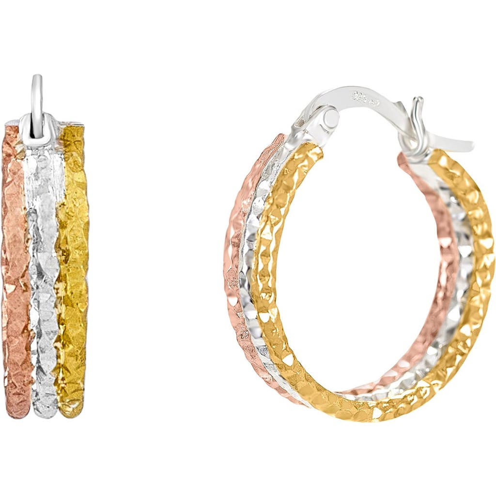 AMERICAN EXCHANGE Tri-Tone Hammered Hoop Earrings in Tritone at Nordstrom Rack