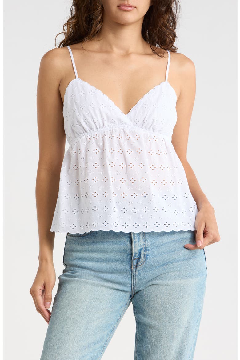 Eyelet Babydoll Cotton Camisole, Main, color, WHITE