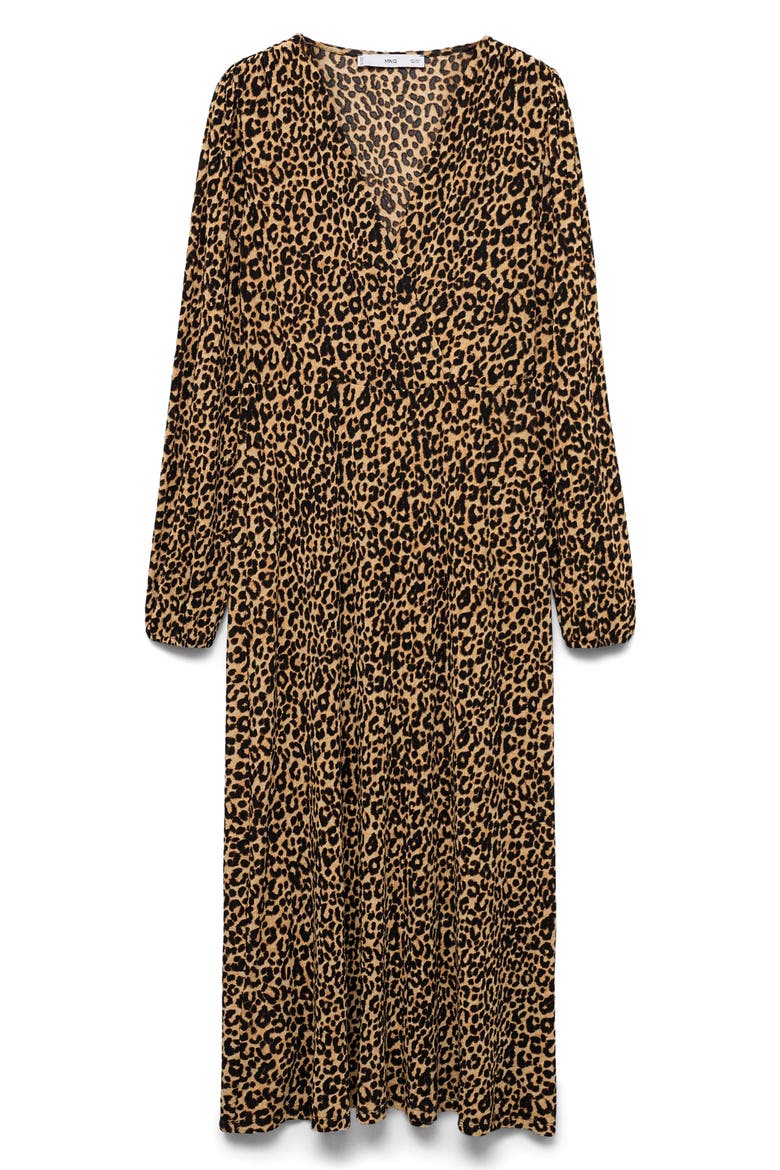 Leopard Long Sleeve Gown, Alternate, color, BROWN