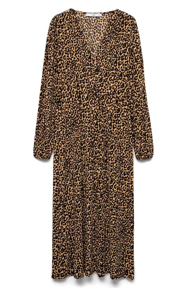 MANGO Leopard Long Sleeve Gown, Alternate, color,