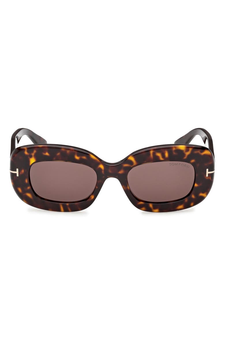 TOM FORD Islay 50mm Small Rectangular Sunglasses, Main, color, Dark Havana / Brown