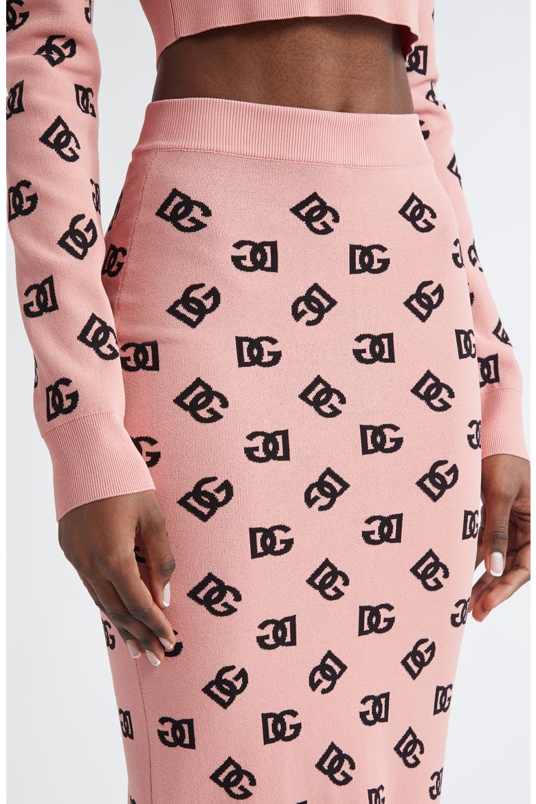 Logo Jacquard Pencil Skirt, Alternate, color, ROSA POLVERE SCURO