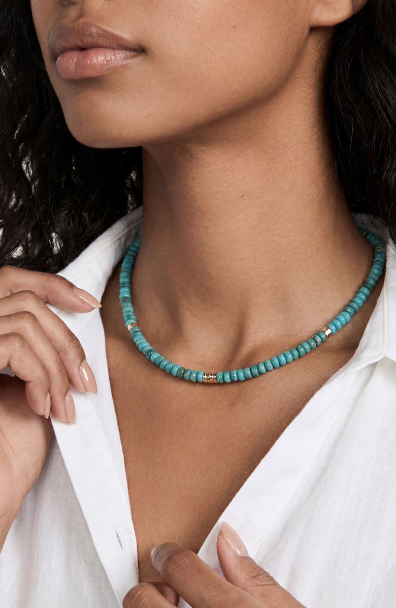 Ettika Synthetic Turquoise Beaded Disc Necklace, Alternate, color, Turquoise