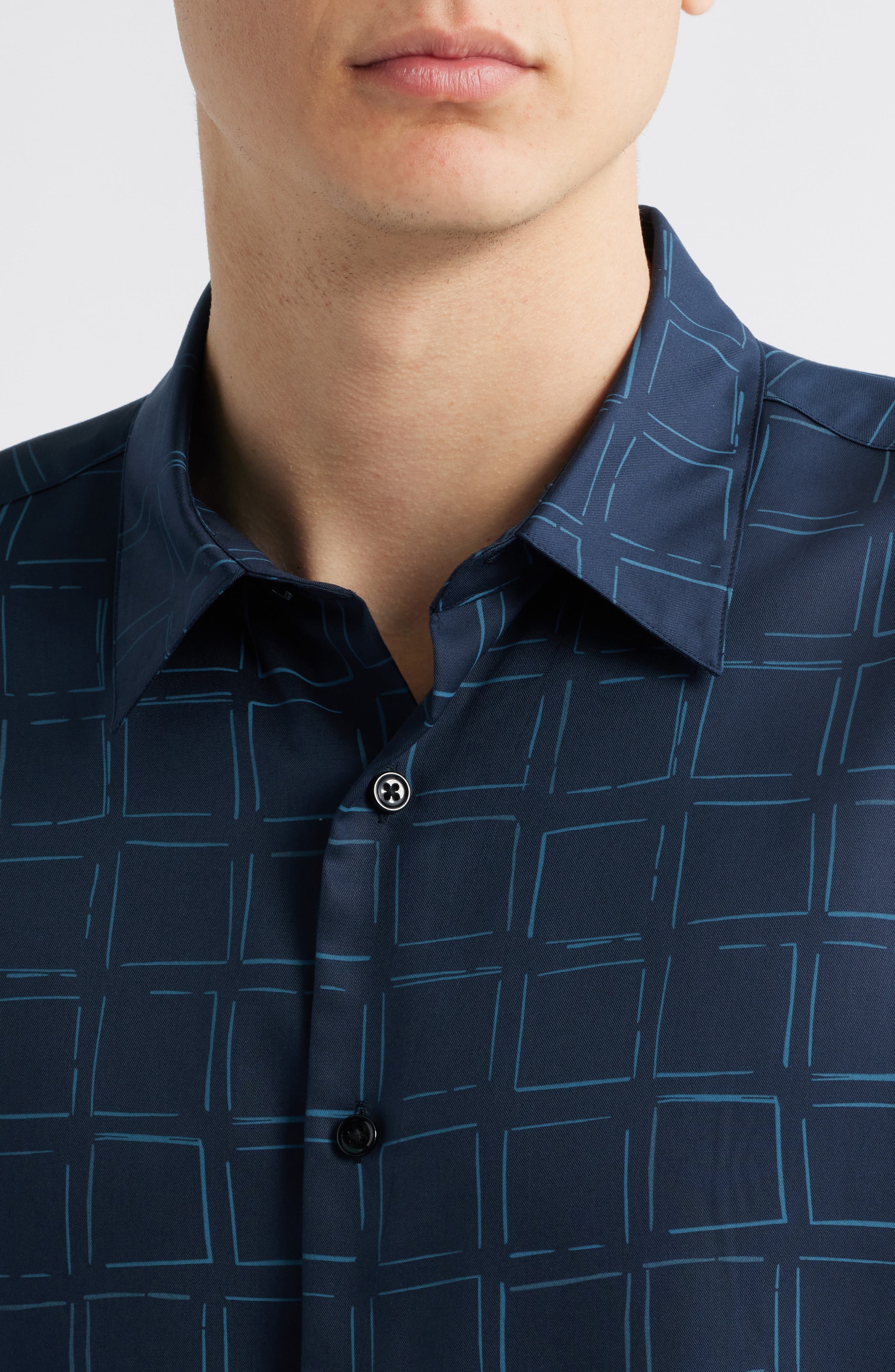 Irving Grid Print Short Sleeve Lyocell Button-Up Shirt - image 2