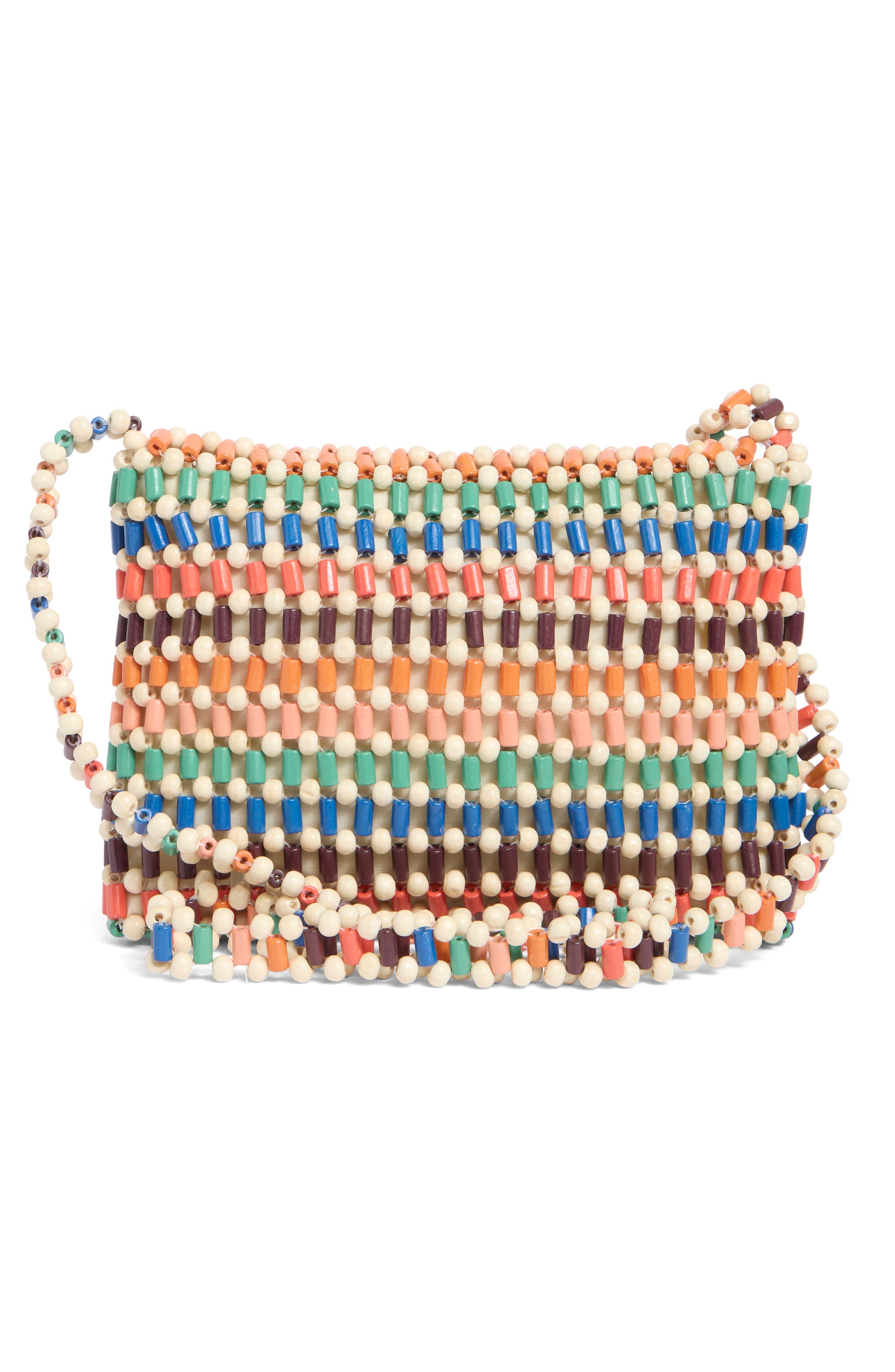 Collection XIIX Wooden Beaded Bag, Alternate, color, Ivory Multi
