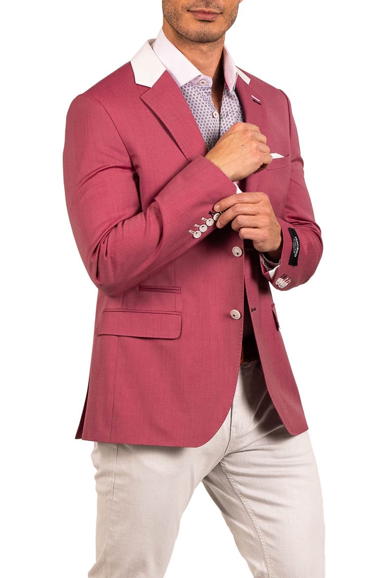 Socrate Evo Resistance13 Contrast Trim Virgin Wool Blazer, Alternate, color, RED