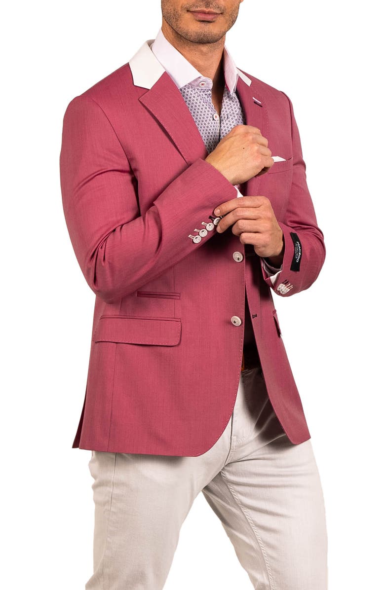 Maceoo Socrate Evo Resistance13 Contrast Trim Virgin Wool Blazer, Alternate, color, Red