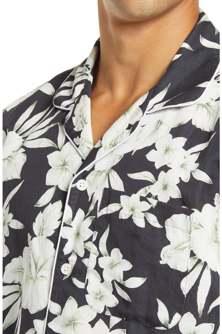 Paris Floral Men's Button-Up Camp Shirt, Alternate, color, NAVY PRINT