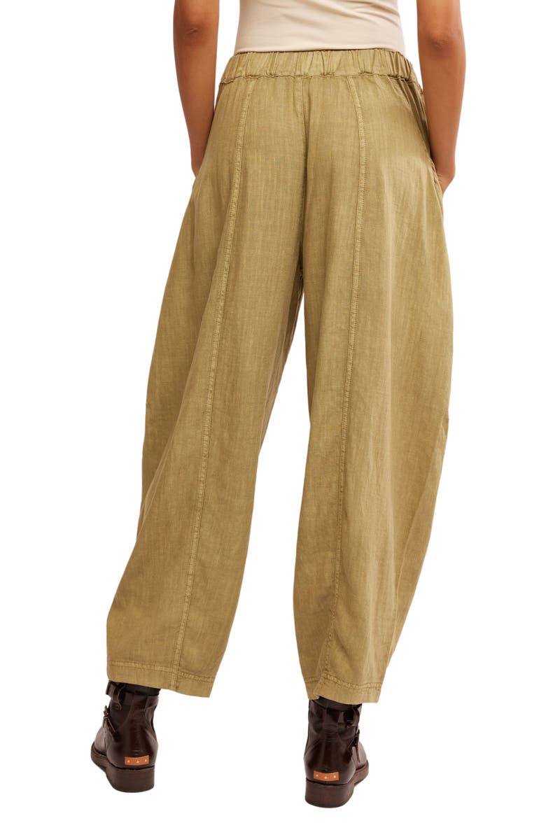 Free People High Road Pull-On Linen Blend Barrel Pants, Alternate, color, Python
