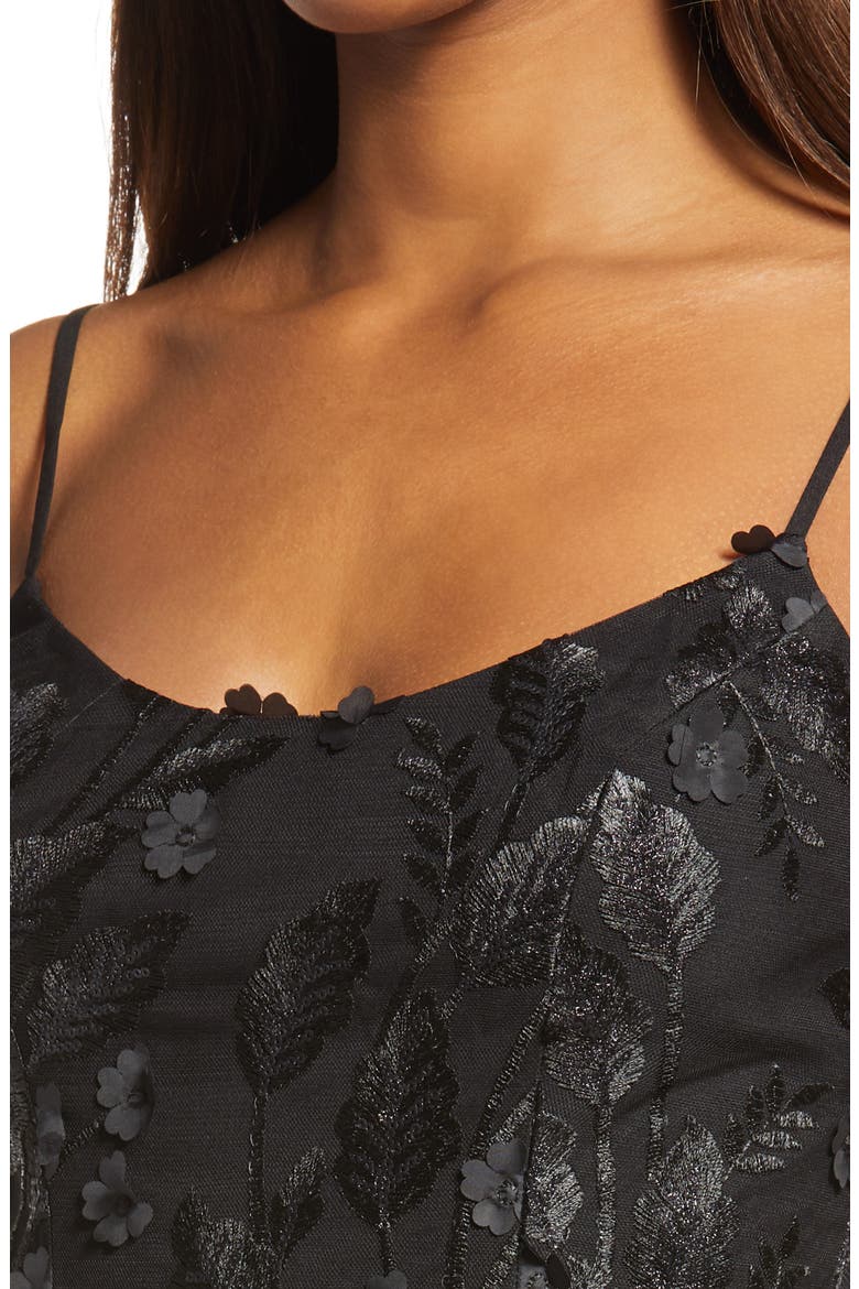 3D Lace Fit & Flare Dress, Alternate, color, BLACK