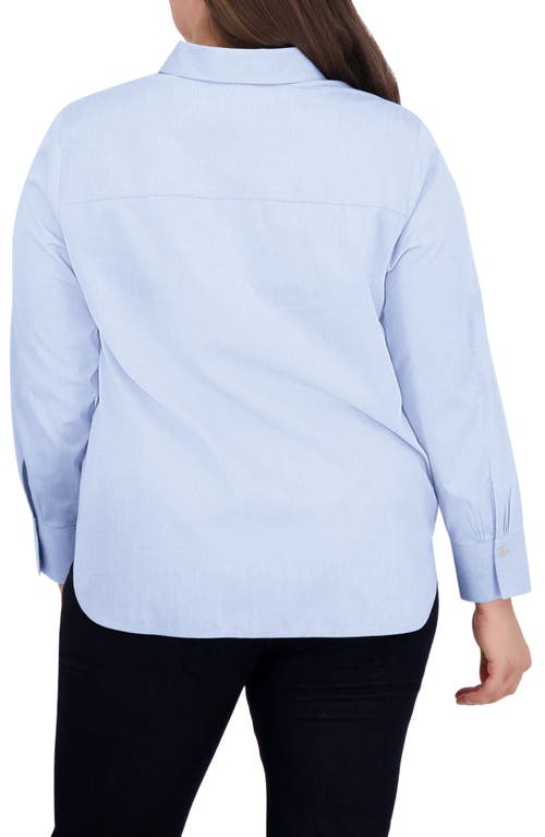 Foxcroft Meghan Cotton Button-up Shirt In Blue