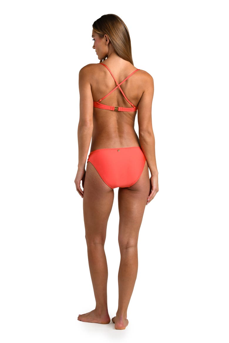Solids Shirred Side Bikini Bottoms, Alternate, color, SHOCKING ORANGE