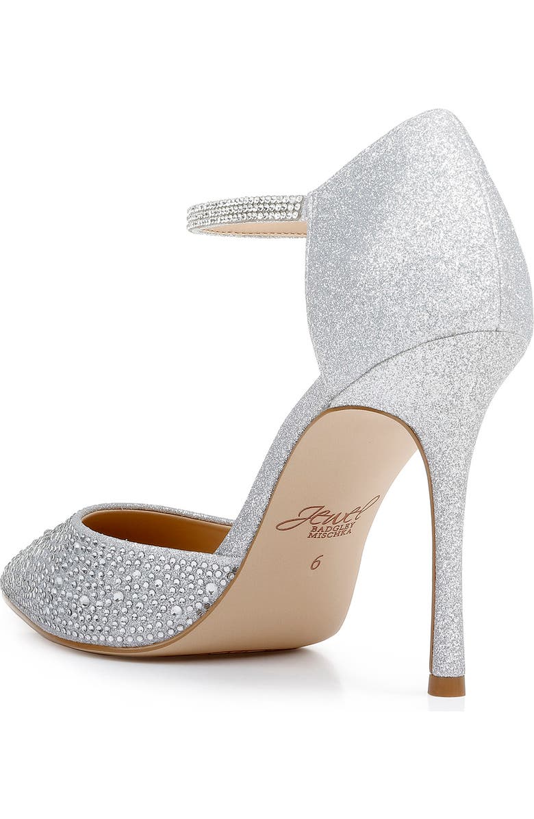 Jewel Badgley Mischka Jailene Ankle Strap Pump, Alternate, color, Silver Glitter