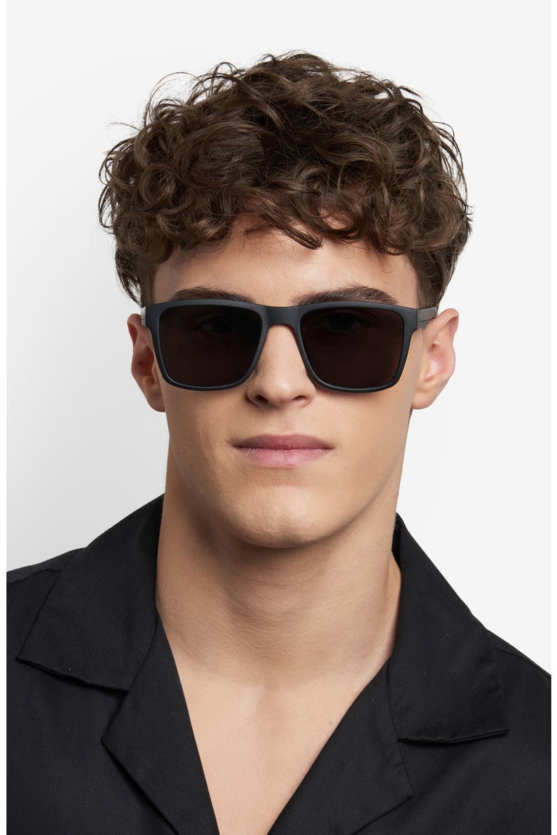56mm Square Sunglasses, Alternate, color, MATTE BLACK/ GREY