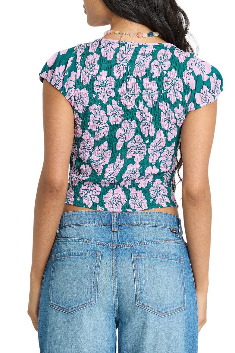 Crush on You Floral Smocked Top, Alternate, color, DEEP LAGOON