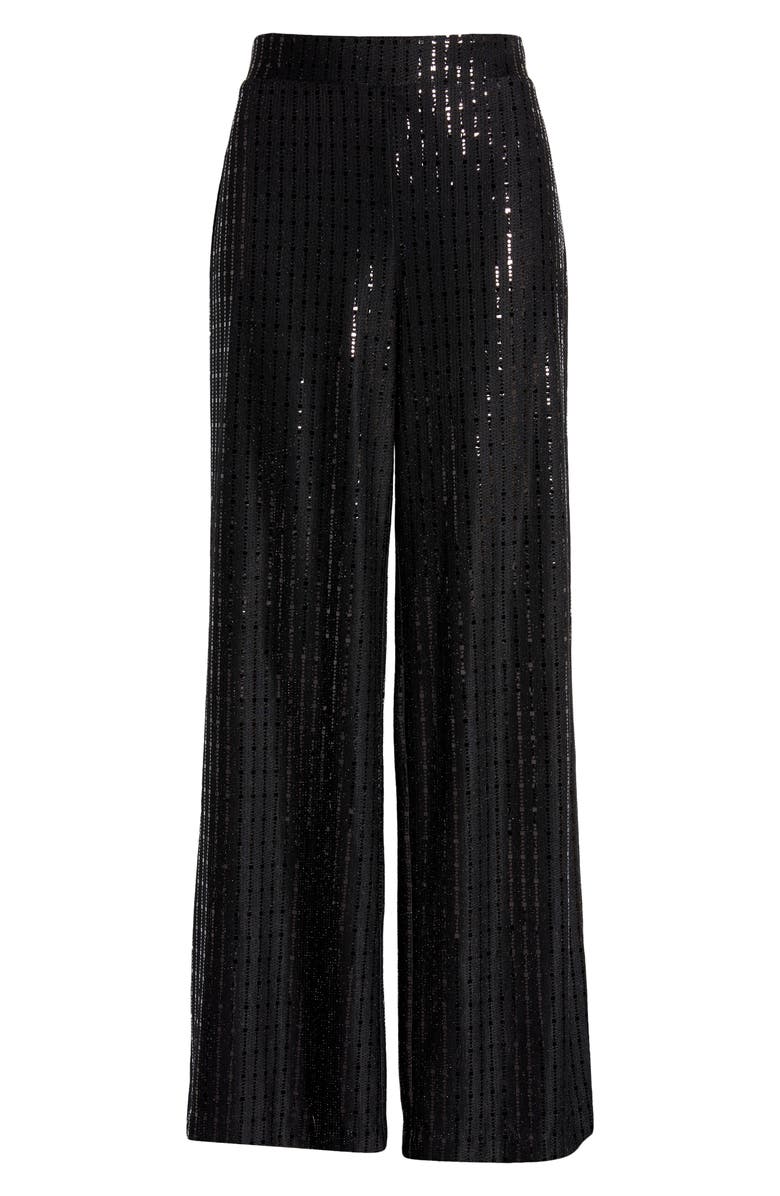 Anne Klein Linear Shine Sequin Wide Leg Pants, Alternate, color, 
