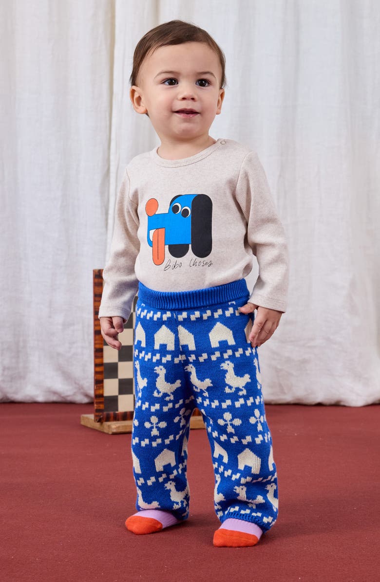 Bobo Choses Farm All Over Organic Cotton Sweater Pants, Alternate, color, Blue