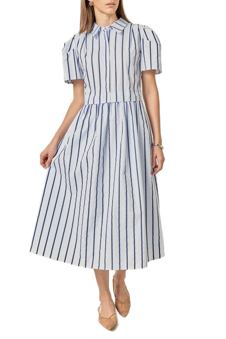 Stripe A-Line Dress, Alternate, color, BLUE STRIPE