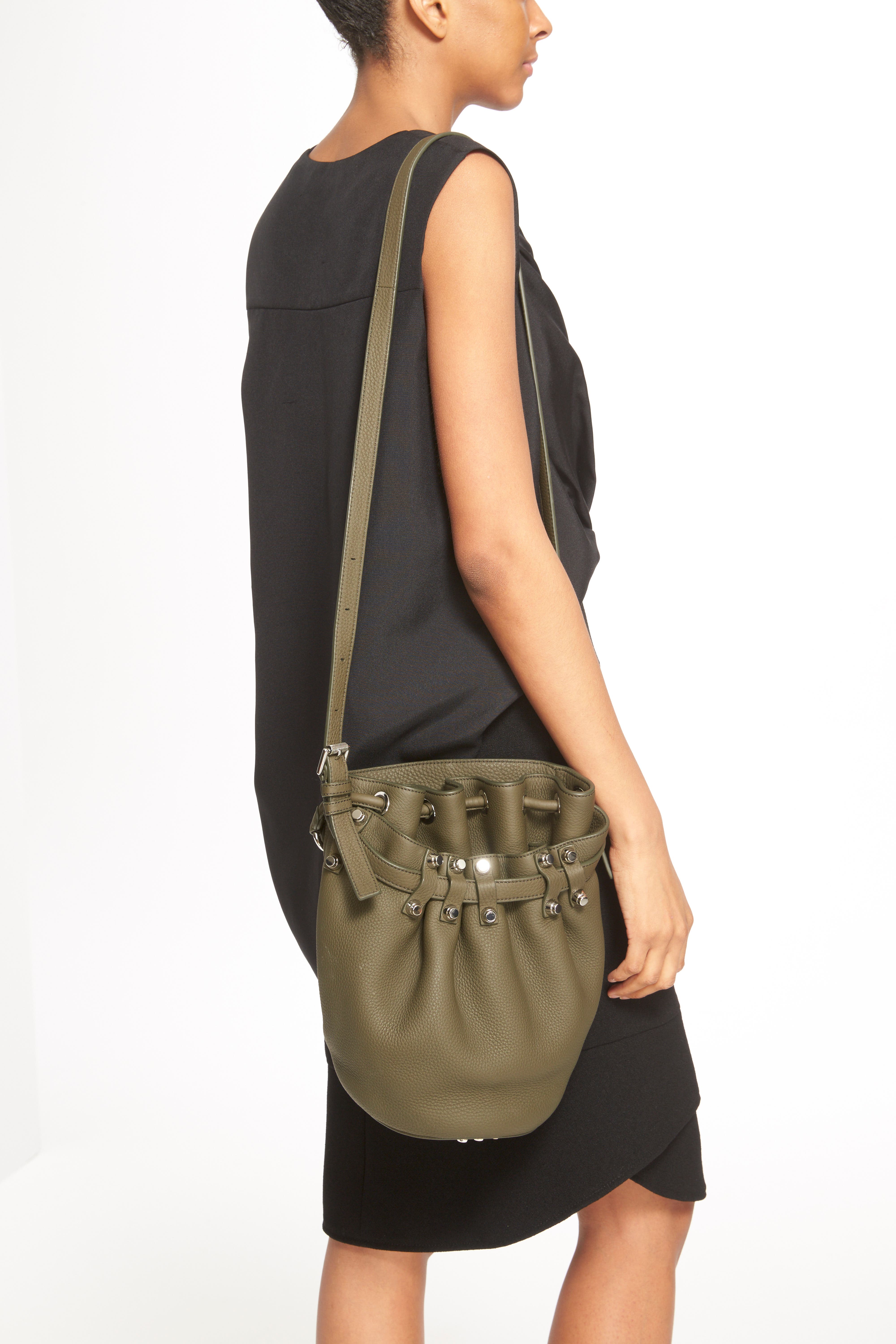 Alexander Wang 'Small Diego - Nickel' Leather Bucket Bag, Alternate, color, 