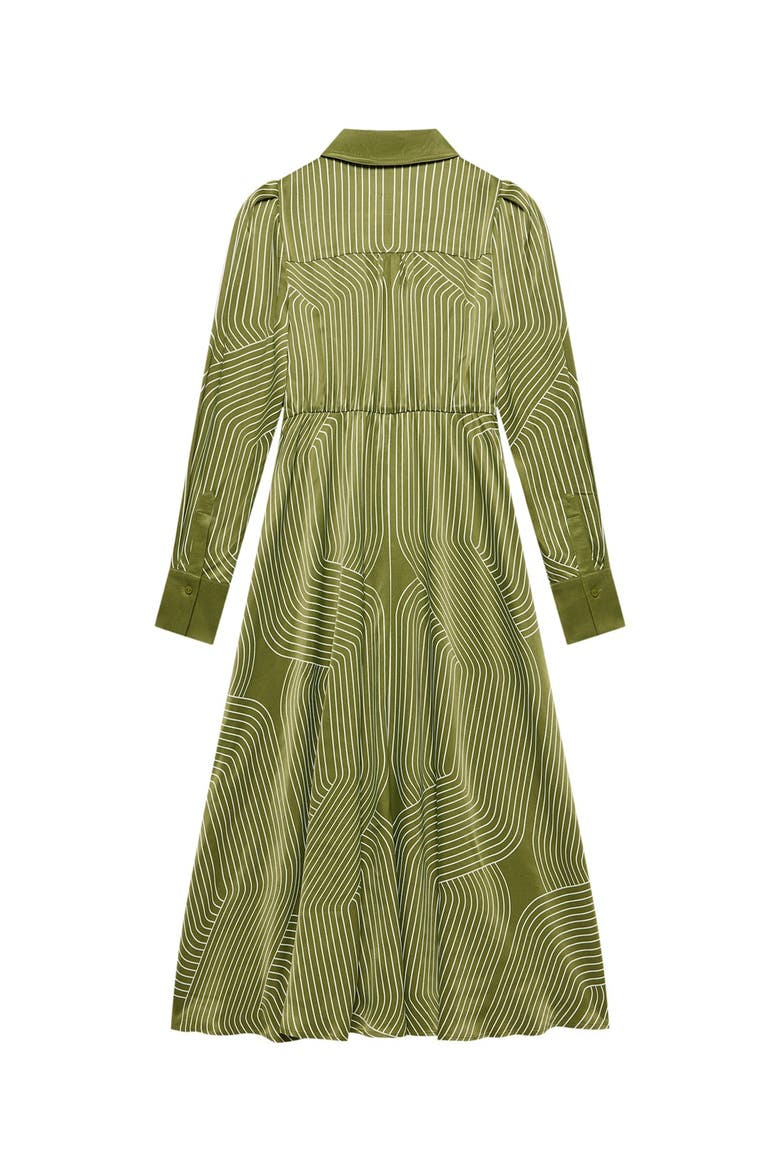 Satin Printed Midi Shirt Dress, Alternate, color, Green