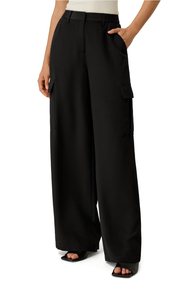 Lilysilk Silk Crepe Cargo Pant, Main, color, Black