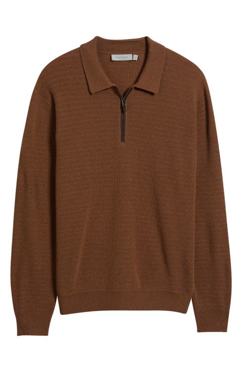 Regular Fit Wool & Cashmere Zip Polo
