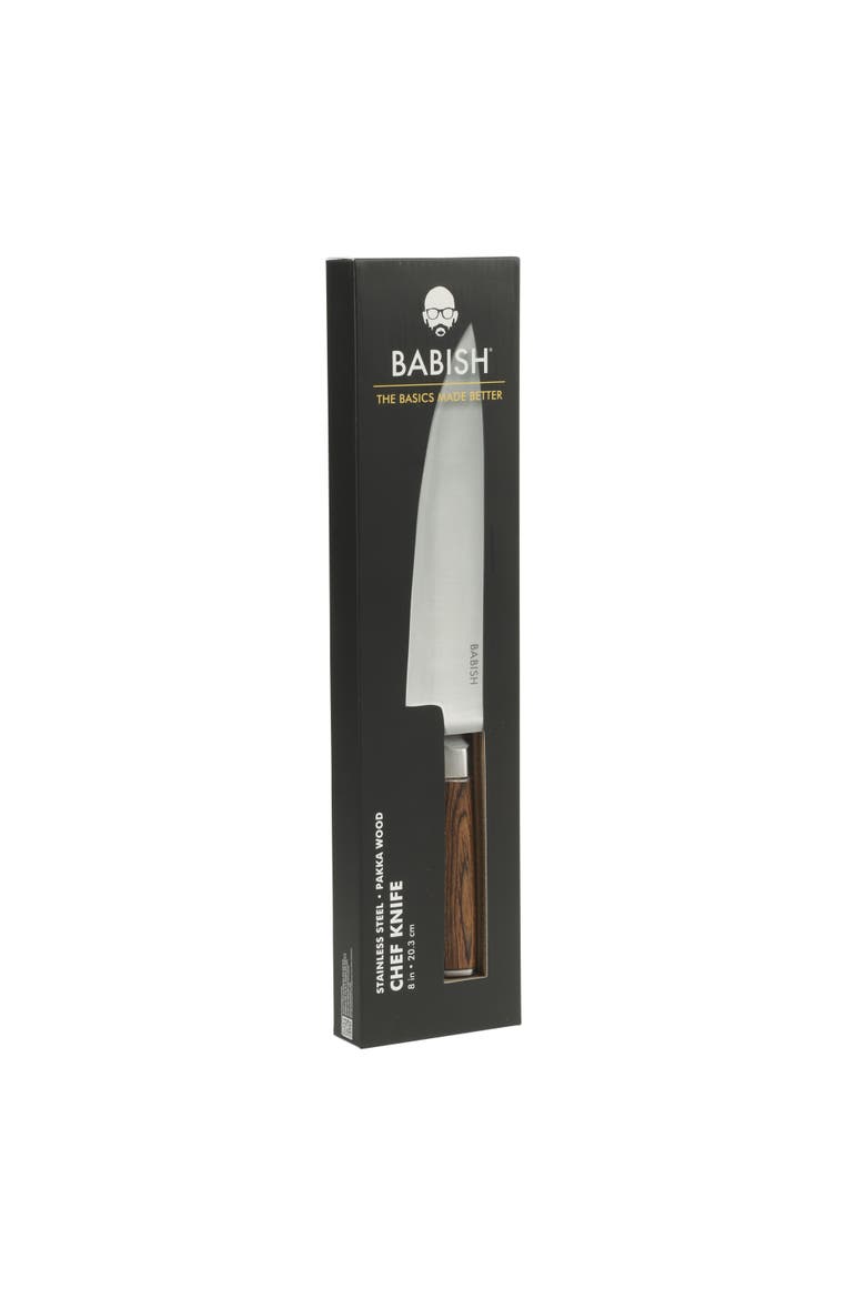 Chef Knife High Carbon 1.4116 German Steel Kitchen Knife with Pakka Wood Handle, Alternate, color, Dark Brown
