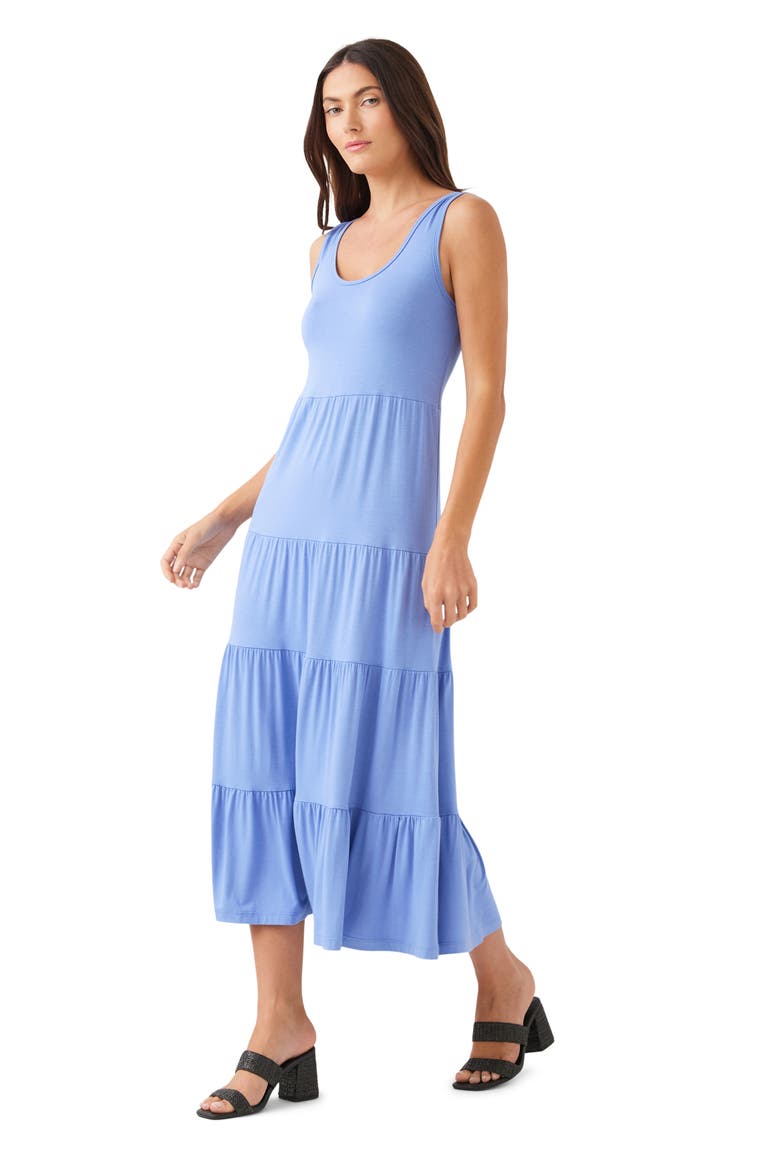 Tiered Midi Dress, Alternate, color, LIGHT BLUE