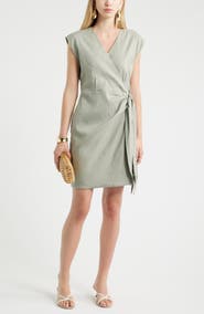Nordstrom Linen Blend Wrap Dress